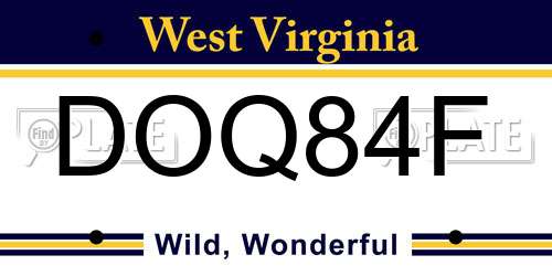 DOQ84F West Virginia License Plate