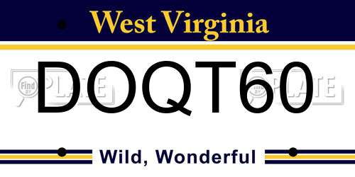 DOQT60 West Virginia License Plate