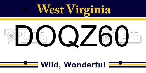 DOQZ60 West Virginia License Plate