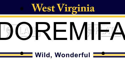 DOREMIFA West Virginia License Plate
