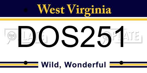 DOS251 West Virginia License Plate