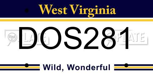 DOS281 West Virginia License Plate