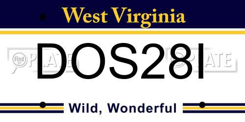 DOS28I West Virginia License Plate