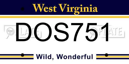 DOS751 West Virginia License Plate