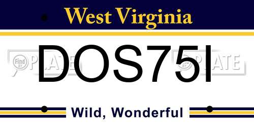 DOS75I West Virginia License Plate