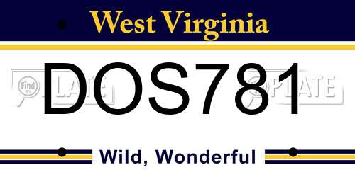 DOS781 West Virginia License Plate