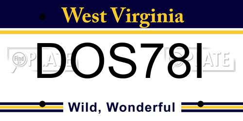 DOS78I West Virginia License Plate
