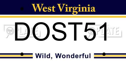 DOST51 West Virginia License Plate