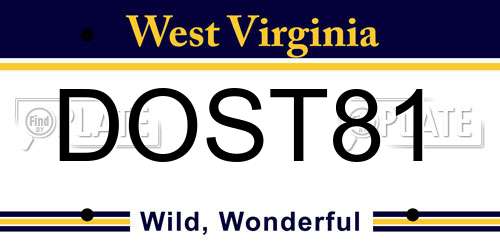 DOST81 West Virginia License Plate