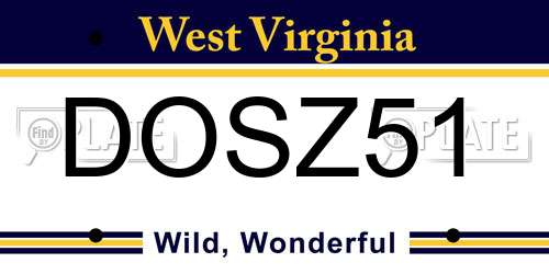 DOSZ51 West Virginia License Plate