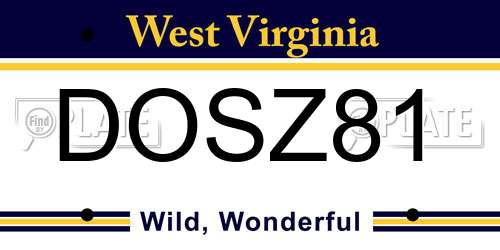 DOSZ81 West Virginia License Plate