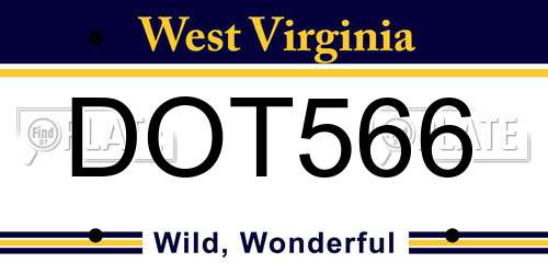 DOT566 West Virginia License Plate