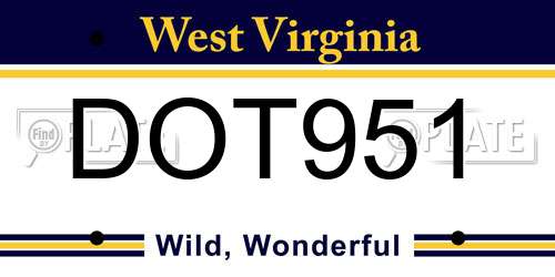 DOT951 West Virginia License Plate