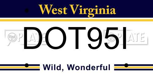 DOT95I West Virginia License Plate