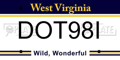 DOT98I West Virginia License Plate