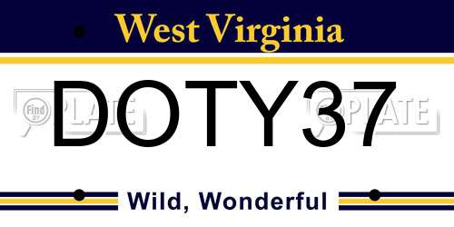 DOTY37 West Virginia License Plate
