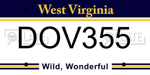 DOV355 West Virginia License Plate