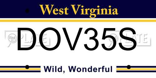 DOV35S West Virginia License Plate