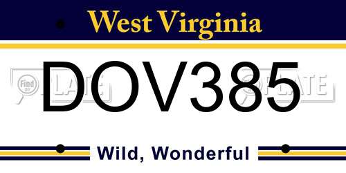 DOV385 West Virginia License Plate
