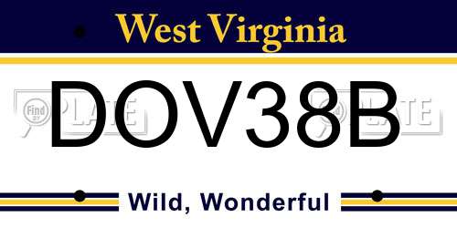 DOV38B West Virginia License Plate