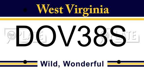 DOV38S West Virginia License Plate