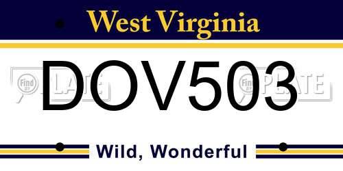 DOV503 West Virginia License Plate