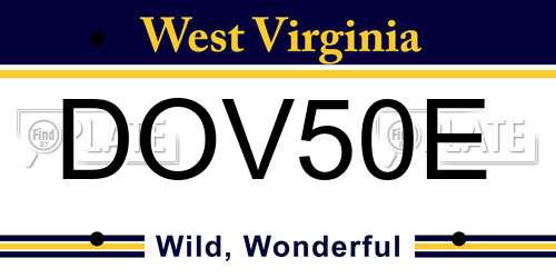 DOV50E West Virginia License Plate