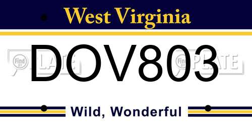 DOV803 West Virginia License Plate