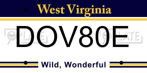 DOV80E West Virginia License Plate
