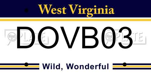 DOVB03 West Virginia License Plate