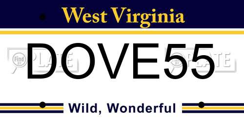 DOVE55 West Virginia License Plate