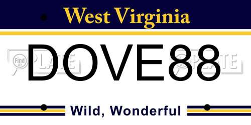 DOVE88 West Virginia License Plate