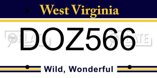 DOZ566 West Virginia License Plate