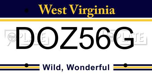DOZ56G West Virginia License Plate