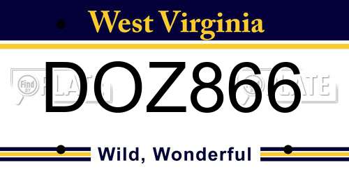 DOZ866 West Virginia License Plate