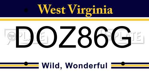 DOZ86G West Virginia License Plate