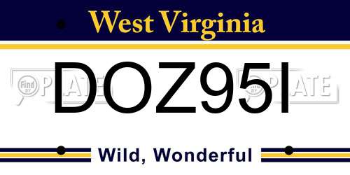 DOZ95I West Virginia License Plate