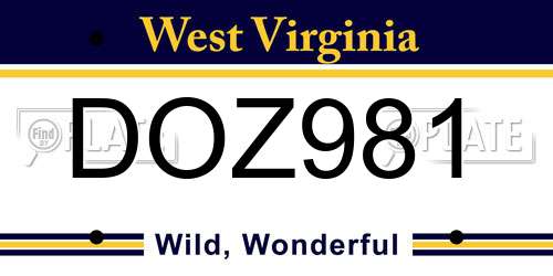 DOZ981 West Virginia License Plate