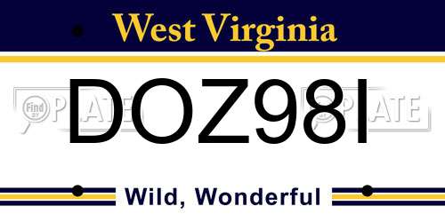 DOZ98I West Virginia License Plate
