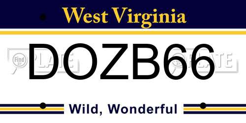 DOZB66 West Virginia License Plate