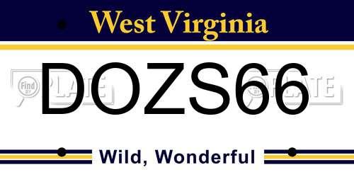DOZS66 West Virginia License Plate