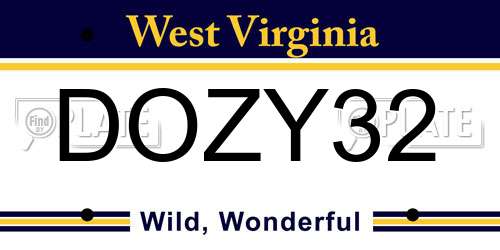 DOZY32 West Virginia License Plate