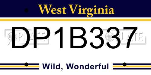 DP1B337 West Virginia License Plate