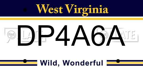 DP4A6A West Virginia License Plate