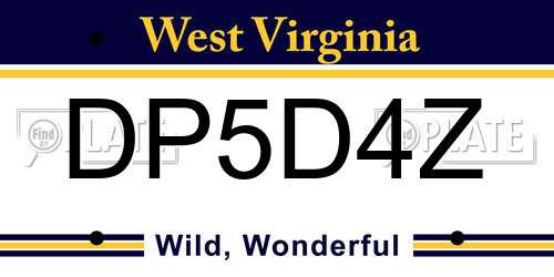 DP5D4Z West Virginia License Plate