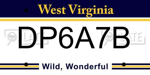 DP6A7B West Virginia License Plate