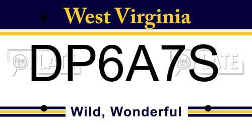 DP6A7S West Virginia License Plate