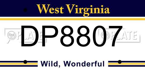 DP8807 West Virginia License Plate