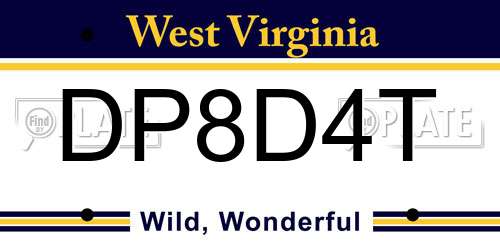 DP8D4T West Virginia License Plate