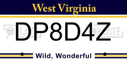 DP8D4Z West Virginia License Plate